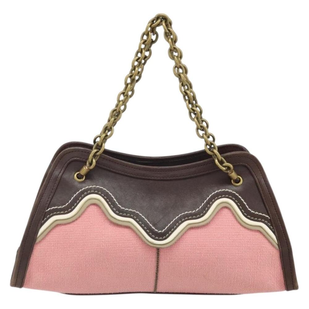 Bottega Veneta Canvas Chain Handbag Pink